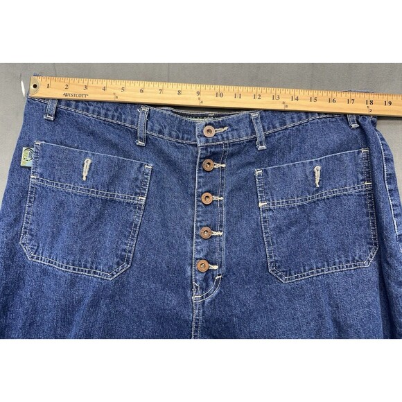 Nothing Jeans Womens 20 Blue Wide Flared Denim Y2K Button Fly Pockets Plus - Picture 9 of 12